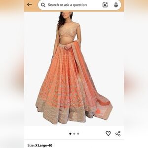 Elegant Peach Embroidered Lehenga